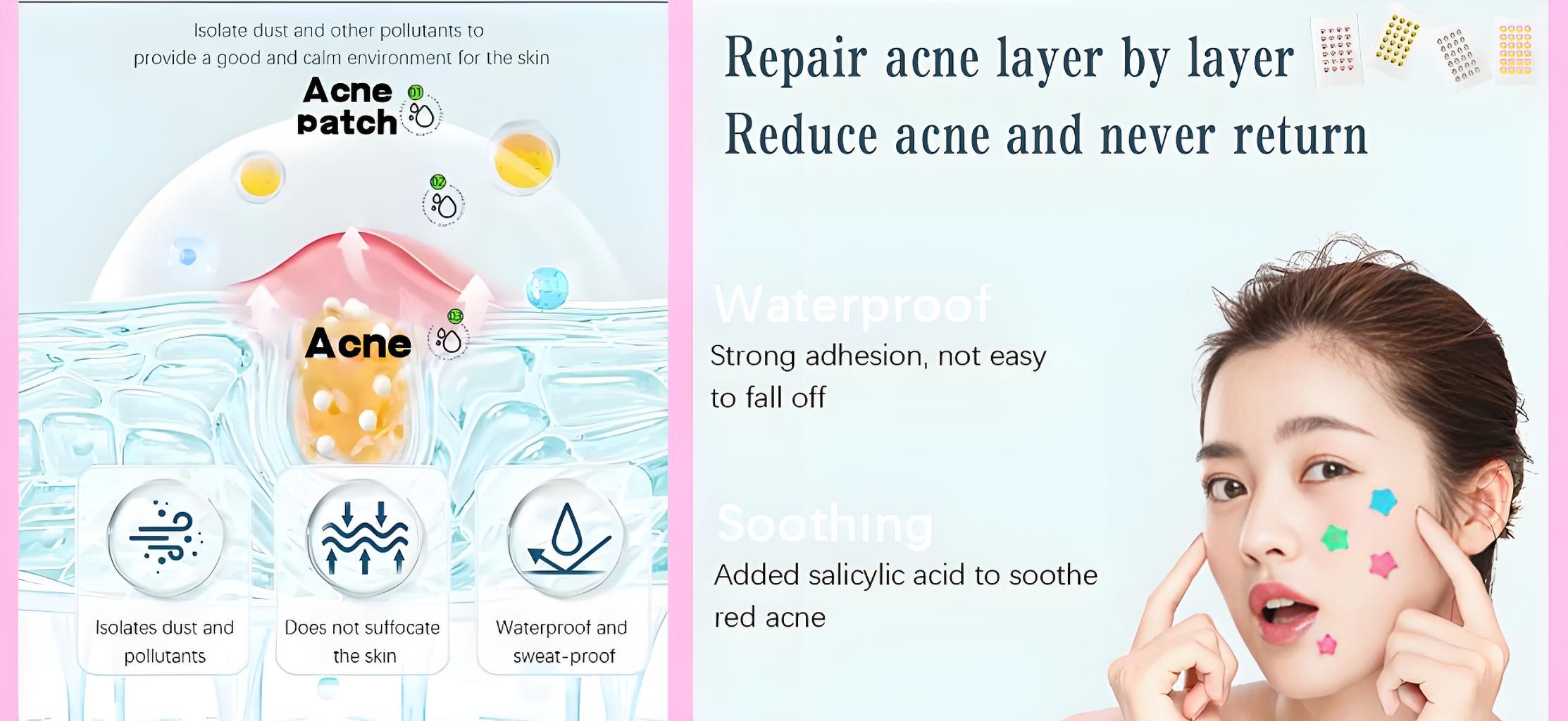 Hydrocolloid patch function diagram showing fluid absorption and skin protection