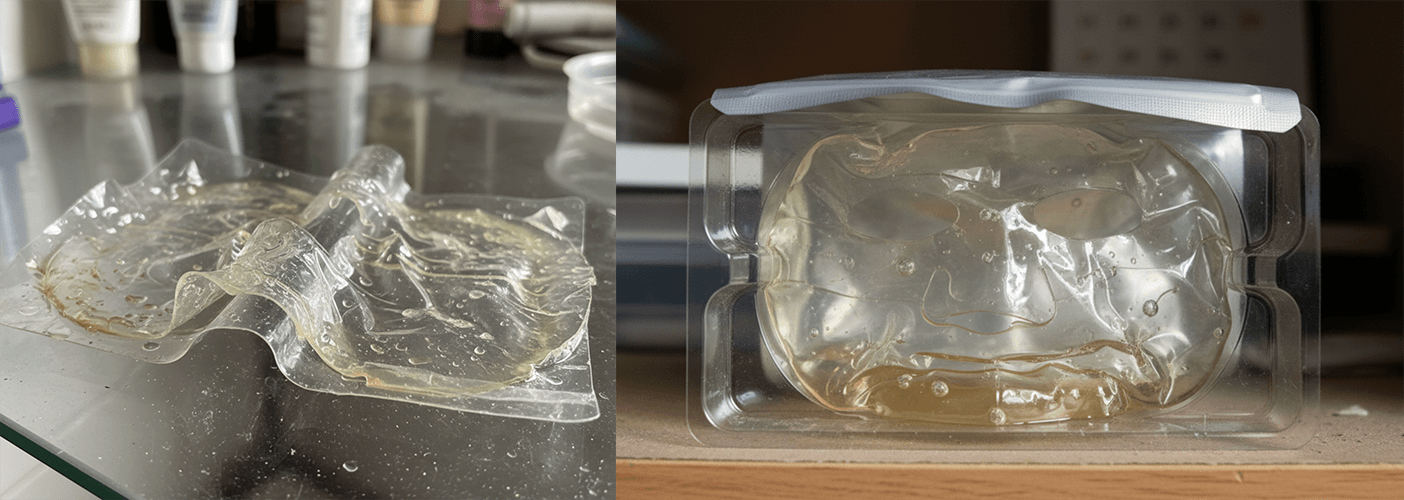 Hydrogel facial mask deformation after long-term storage