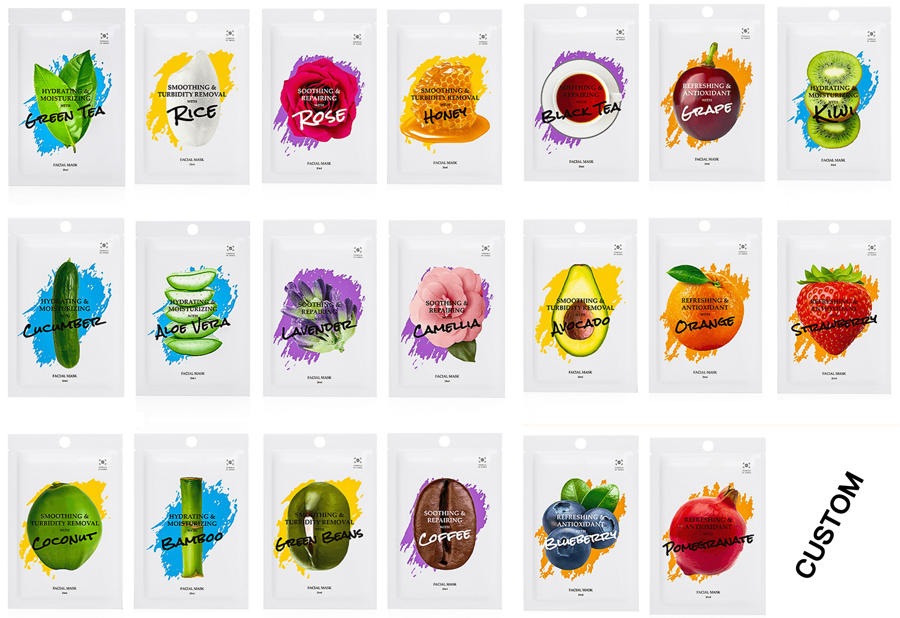 Different OEM materials used for private label facial masks