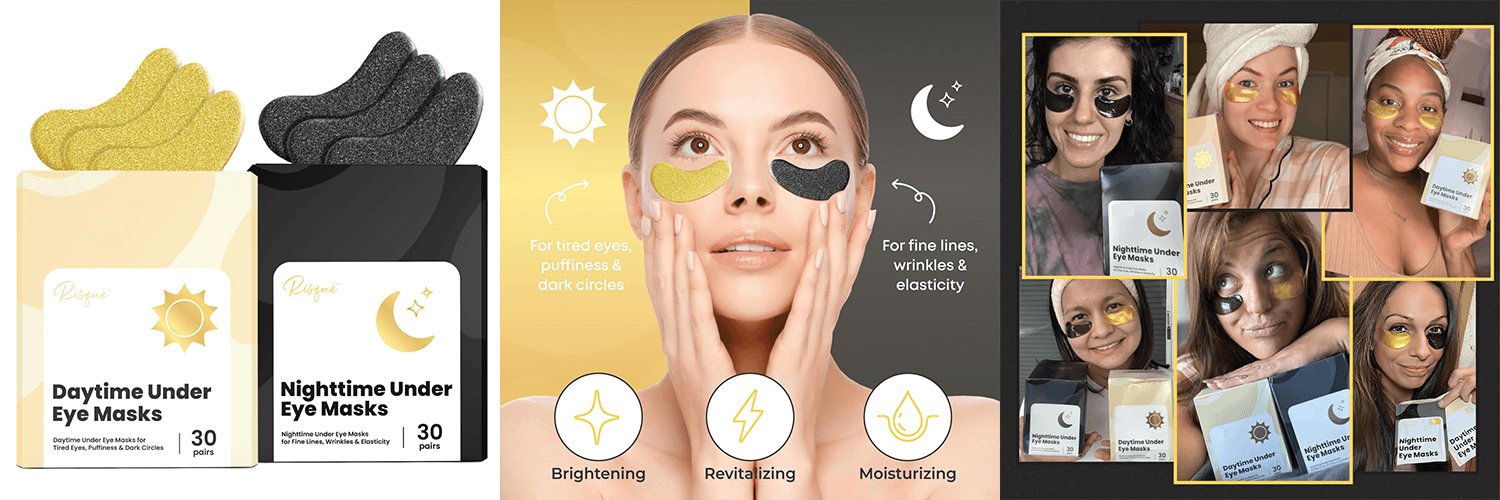 Person using cooling eye mask gel for sleep and eye relaxation, OEM skincare product